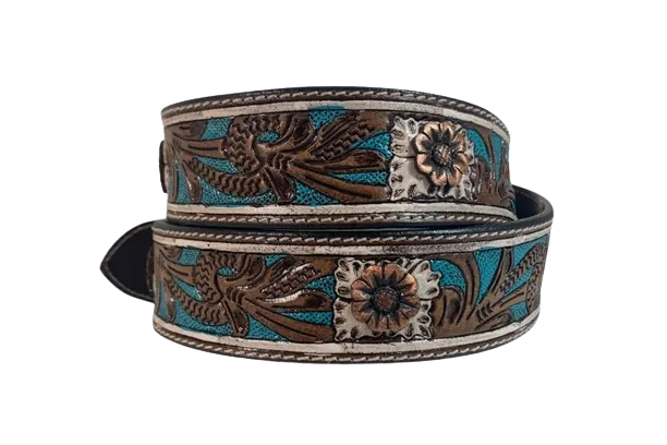 Gem Dandy Women's Turquoise Floral Belt