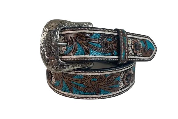 Gem Dandy Women's Turquoise Floral Belt