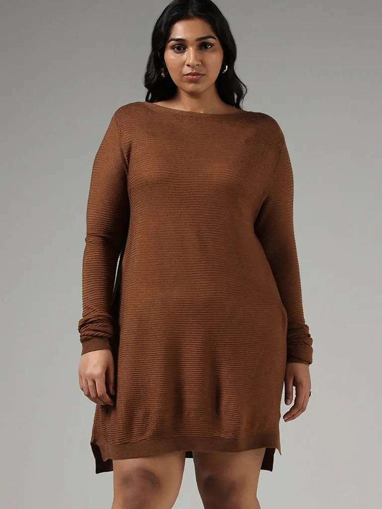 Gia Solid Brown Sweater Dress