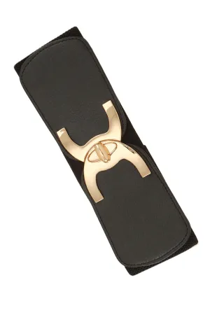 Glamour Gold Emblem Belt - Black