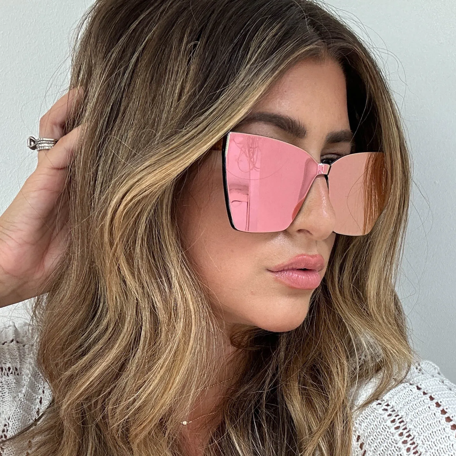 GOLDIE - APRICOT CRYSTAL   PEACH MIRROR SUNGLASSES