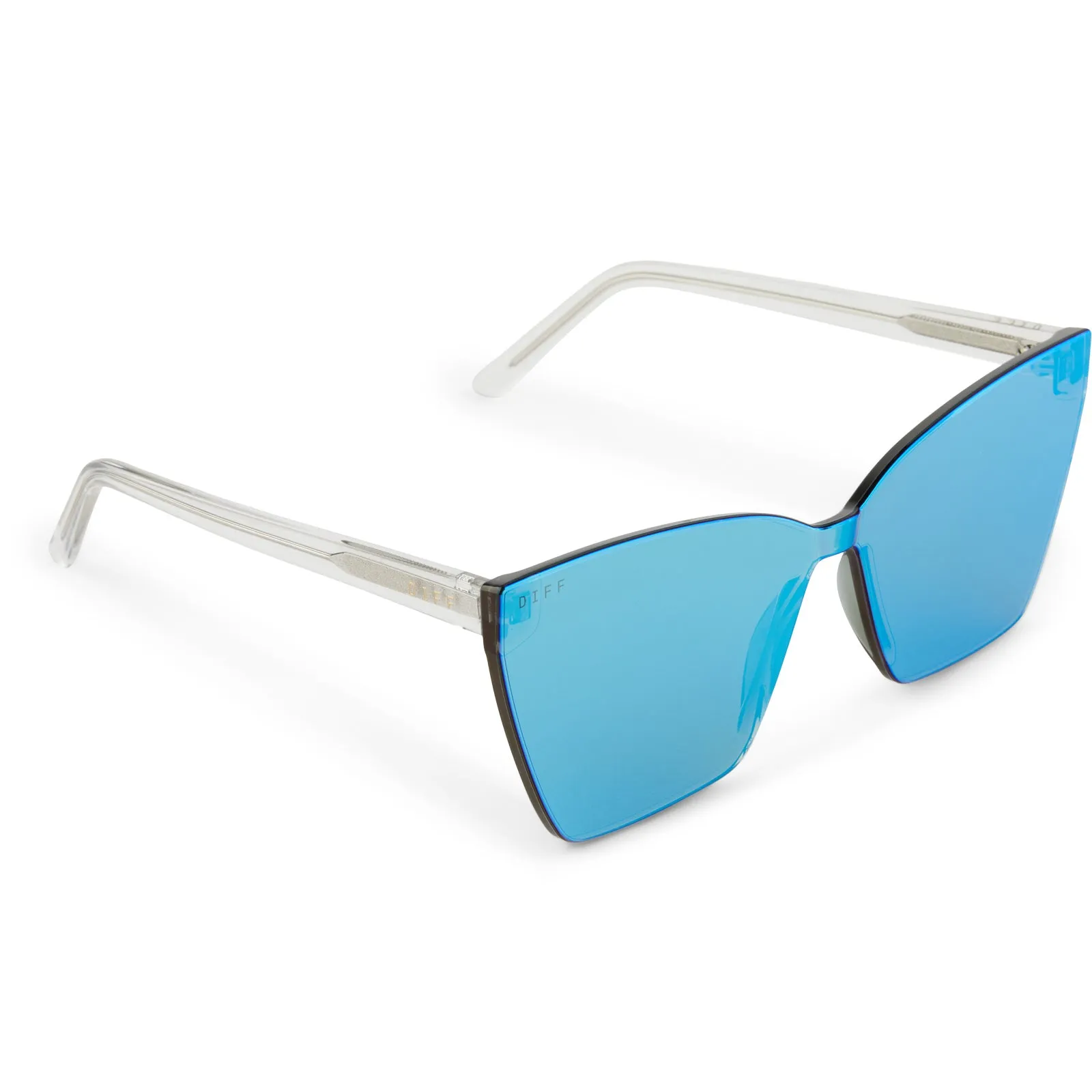 GOLDIE - CLEAR CRYSTAL   TEAL MIRROR SUNGLASSES