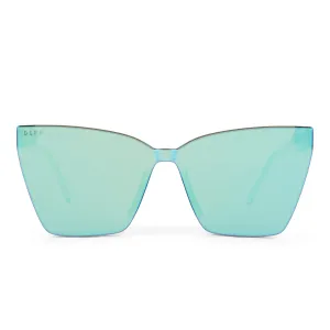 GOLDIE - CLEAR CRYSTAL   TEAL MIRROR SUNGLASSES