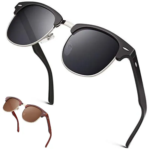 GQXELITE™ Browline Half Rim Polarized Sunglasses | Unisex UV400 Semi Rimless Classic