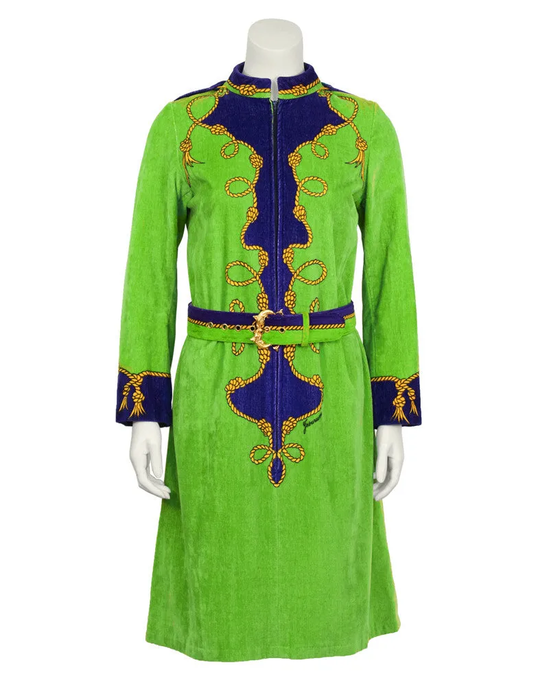 Green Jesurum Terry Zip Front Dress/Cover-Up