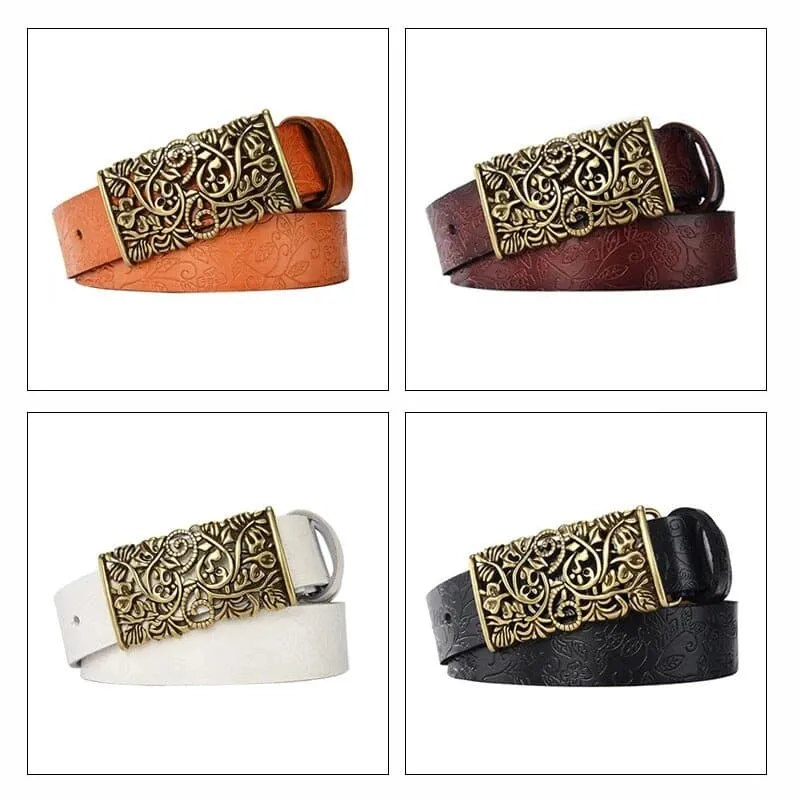 Hollow Out Metal Buckle Leather Belts