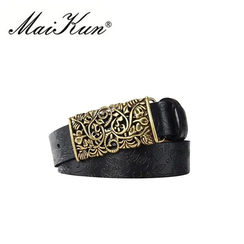 Hollow Out Metal Buckle Leather Belts