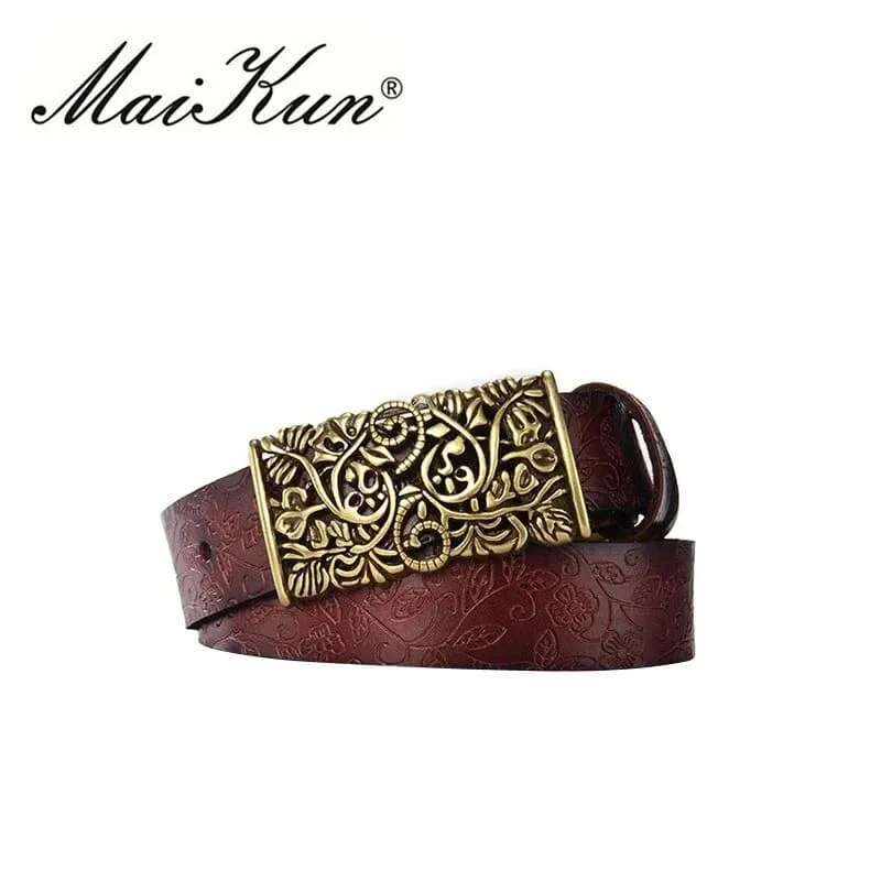 Hollow Out Metal Buckle Leather Belts