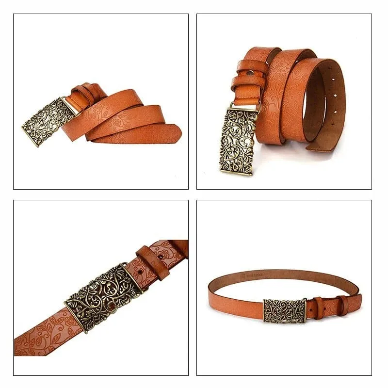 Hollow Out Metal Buckle Leather Belts