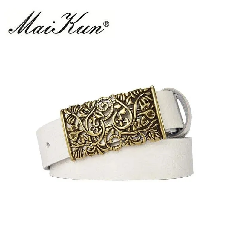 Hollow Out Metal Buckle Leather Belts