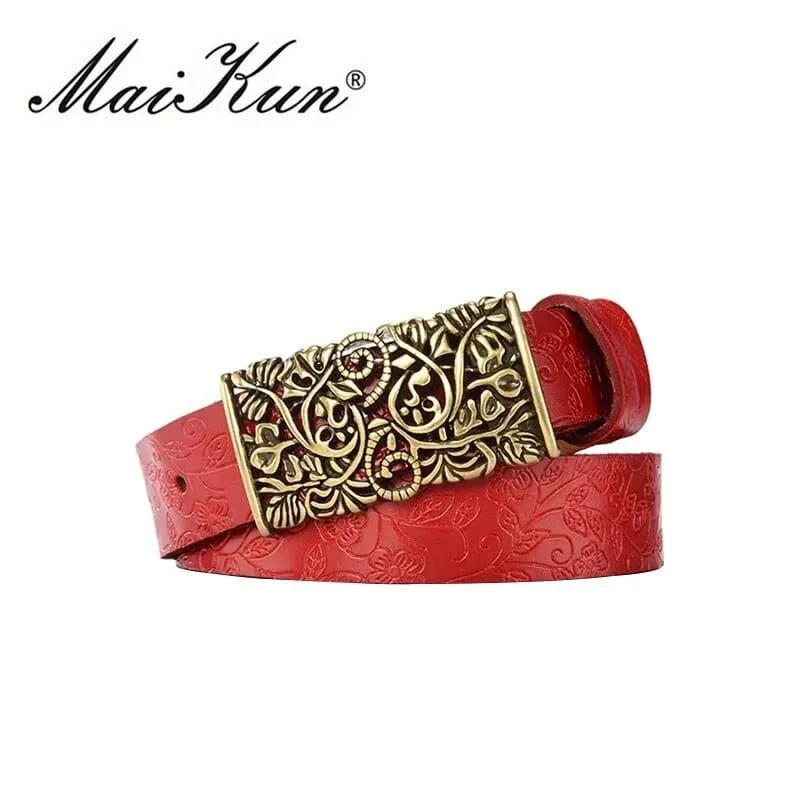 Hollow Out Metal Buckle Leather Belts