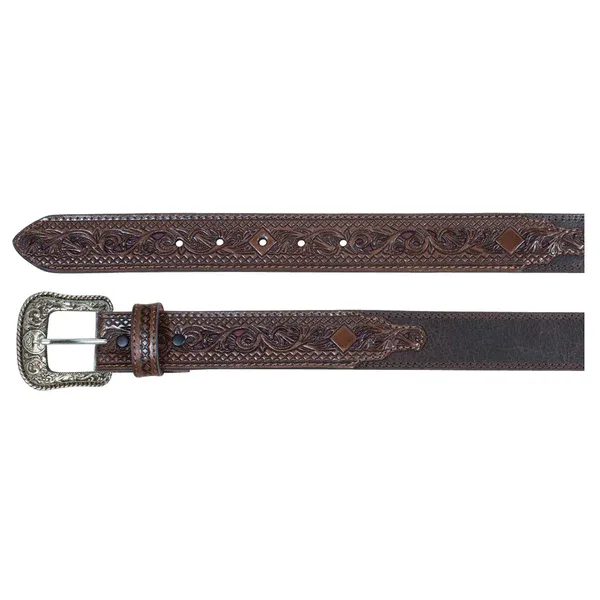 Hooey Men's Tooled Leather Chocolate Belt