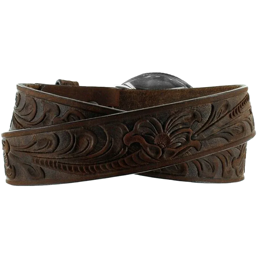 Justin Kid's Champion Tooled Brown Leather Belt