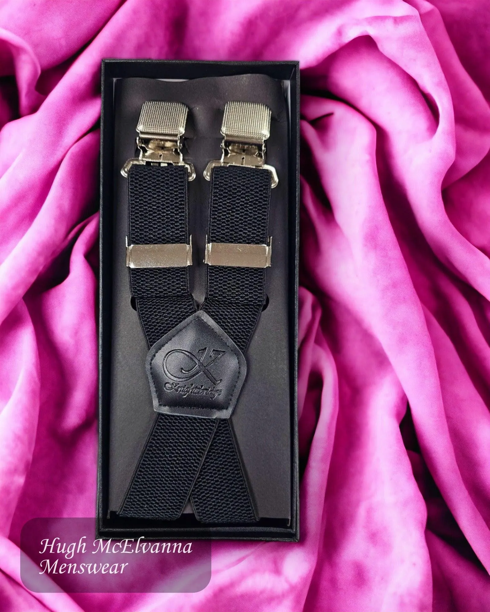 Knightsbridge BLACK Luxury Clip-On Braces