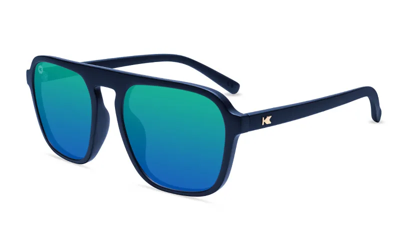 Knockaround Pacific Palisades Rubberized Navy Rider Frame - Green Moonshine Lens - Polarized Sunglasses