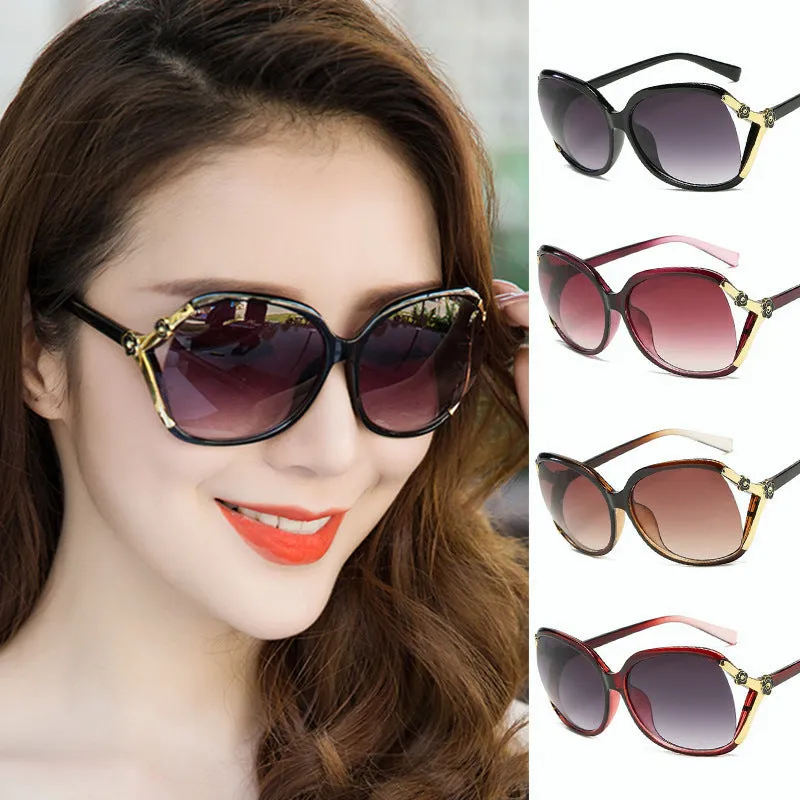 Large frame camellia sunglasses rose flower fashion sunglasses retro middle-aged women's glasses anti-UV sunglasses