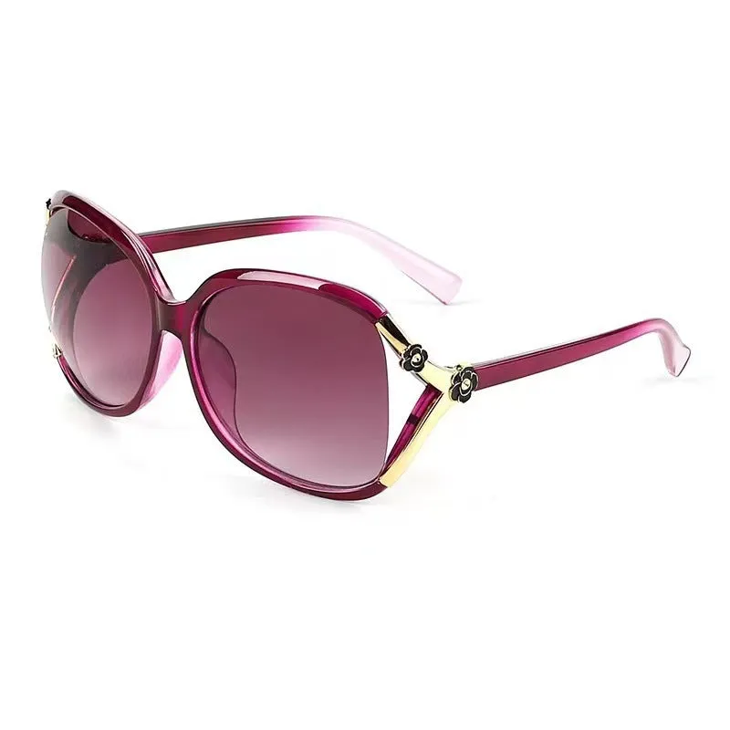 Large frame camellia sunglasses rose flower fashion sunglasses retro middle-aged women's glasses anti-UV sunglasses