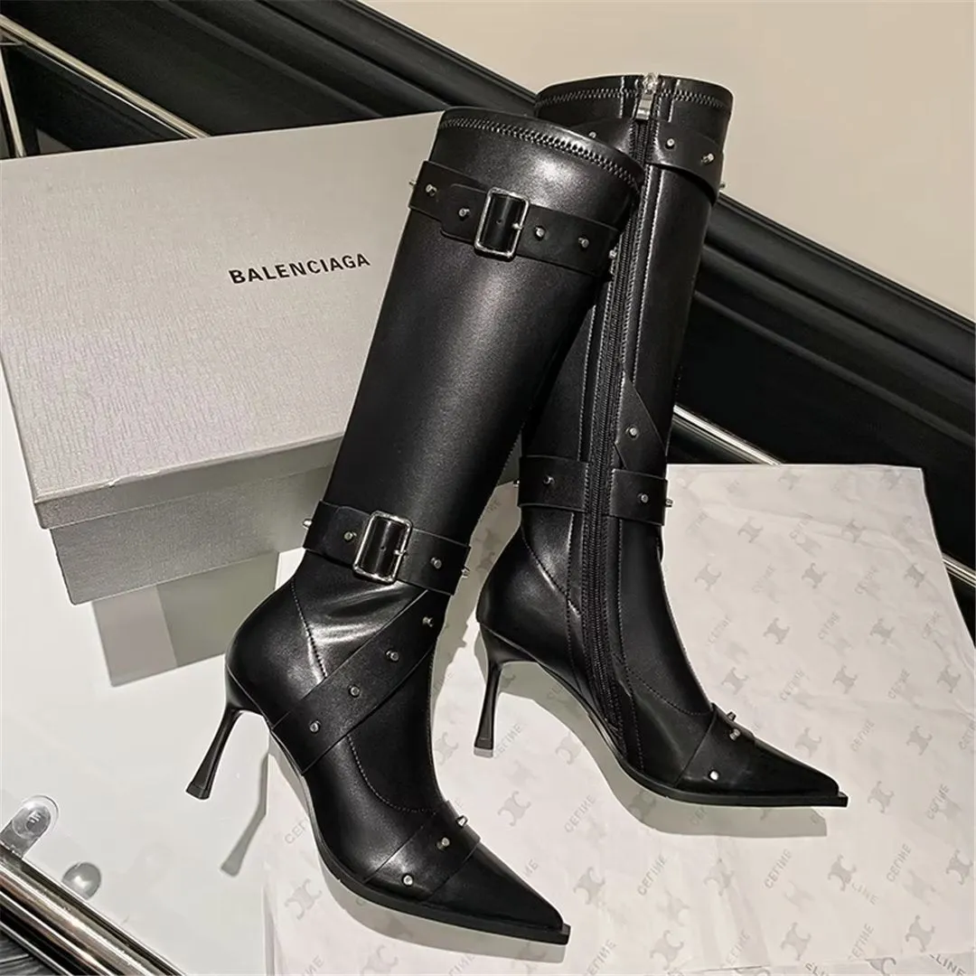 LeatherLux Chic Pointed Toe Winter Boots 1