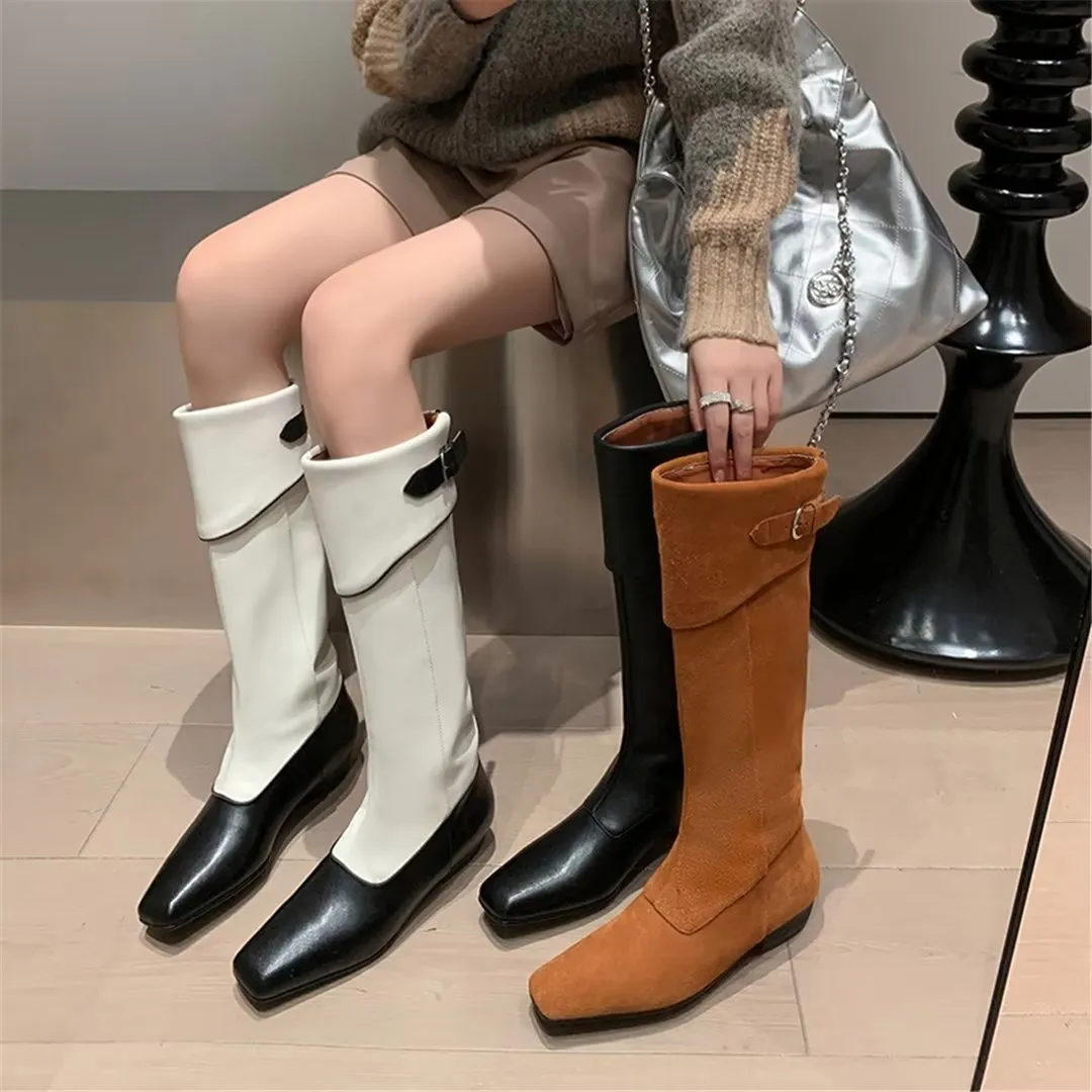 LeatherLux Supreme Square-Toe Winter Boots