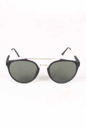 Matte Retro Double Bridge Round Lens Sunglasses