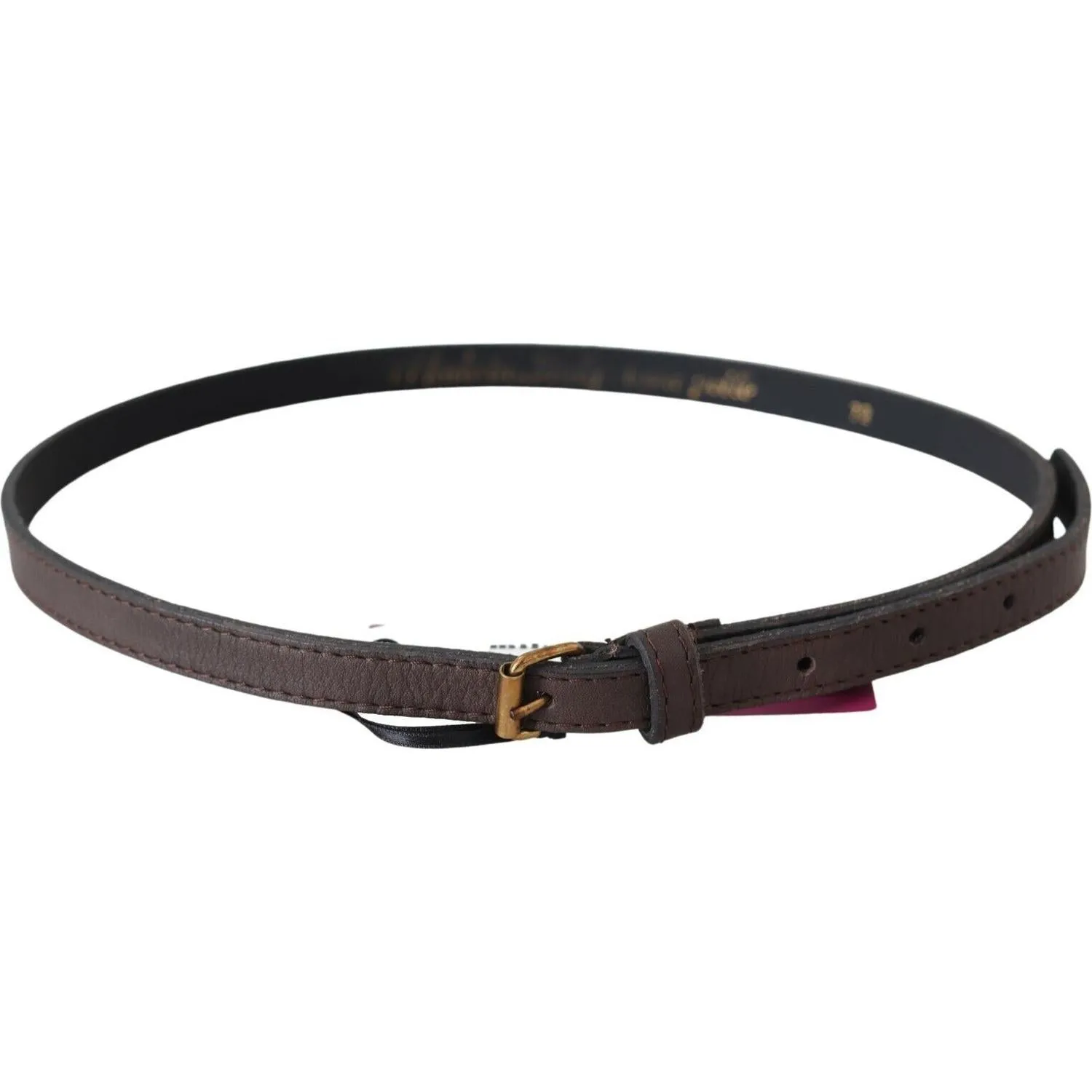 MILA SCHÖN Elegant Brown Leather Fashion Belt with Gold-Tone Buckle