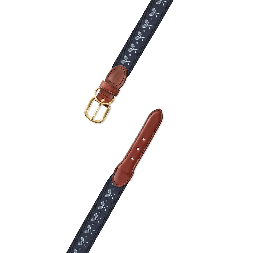 Navy Tennis Motif Dog Collar