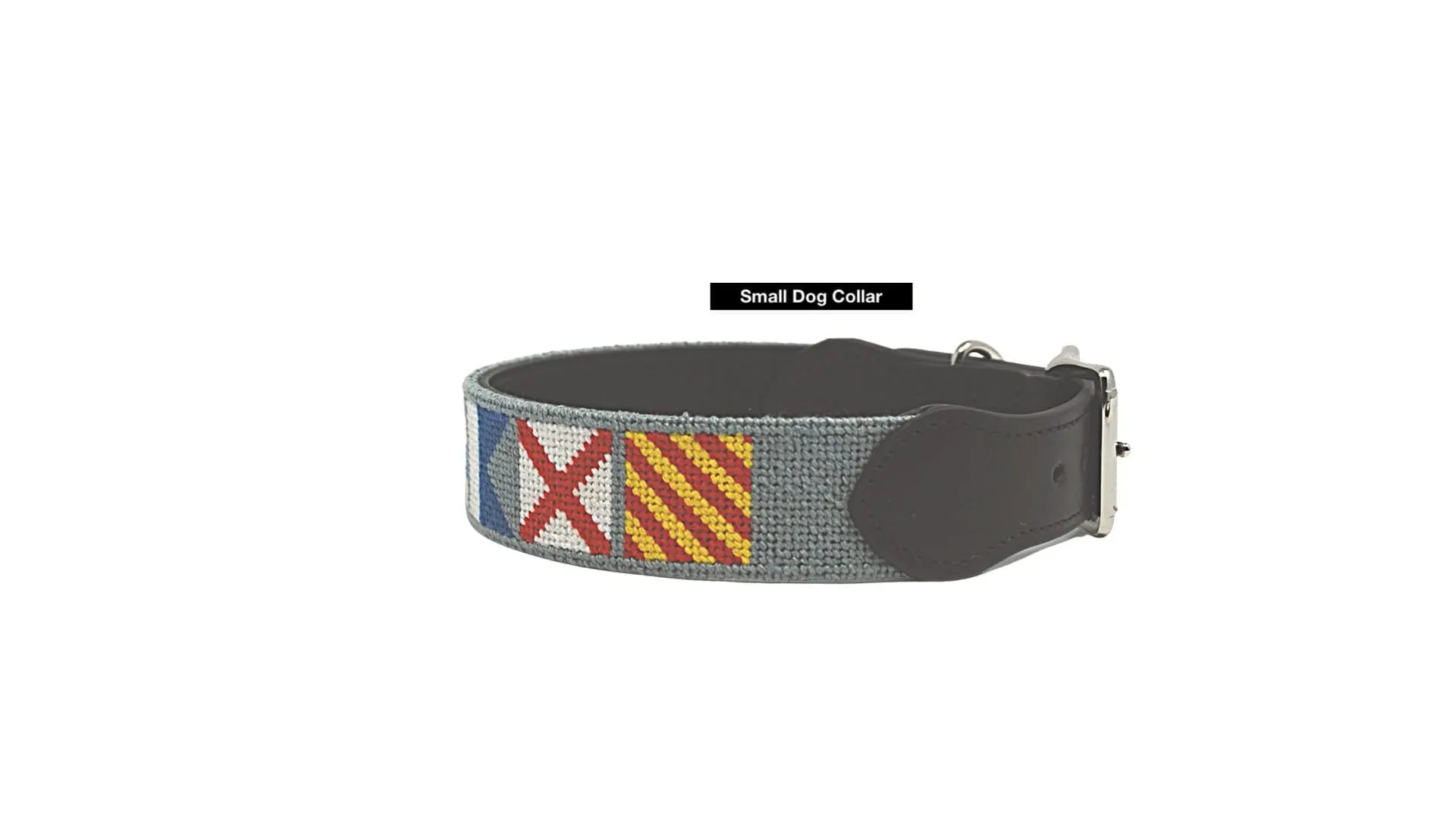 Needlepoint Dog Collar- Navy nautical pattern / Baldwin Belts