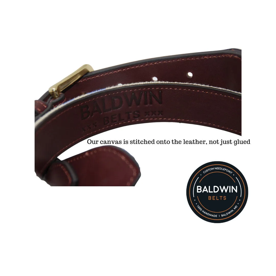 Needlepoint Dog Collar- Navy nautical pattern / Baldwin Belts