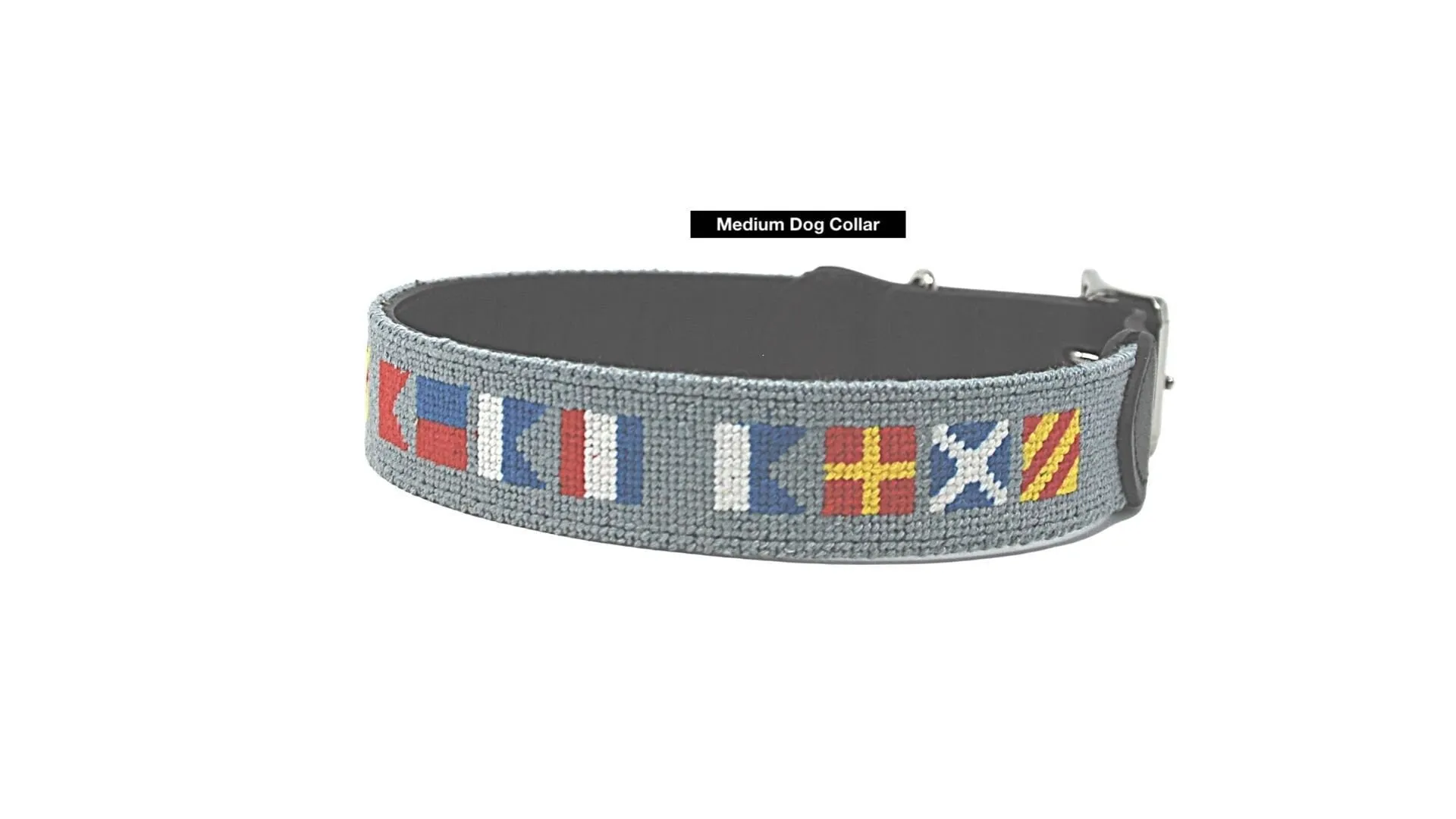 Needlepoint Dog Collar- Navy nautical pattern / Baldwin Belts