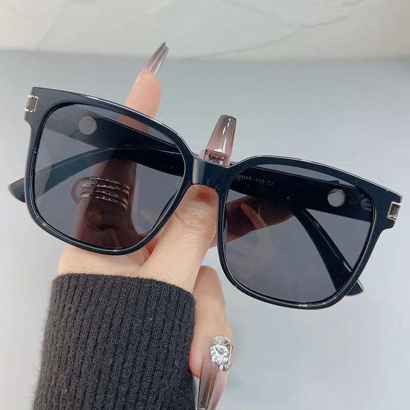 New light luxury black frame sunglasses for women, high-end ins style sunscreen sunglasses for men, anti-UV tide polarized sunglasses