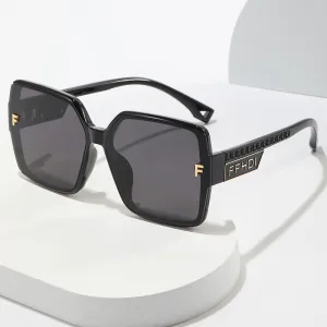 New square large frame letter F style fashionable sunglasses for women with personality sunglasses with UV protection