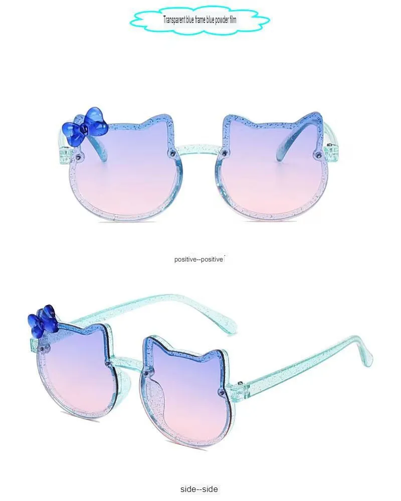 New two-ear bow cat glasses cute baby sunglasses trendy sunshade children's sunglasses