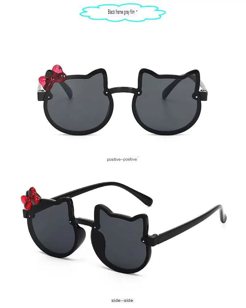 New two-ear bow cat glasses cute baby sunglasses trendy sunshade children's sunglasses