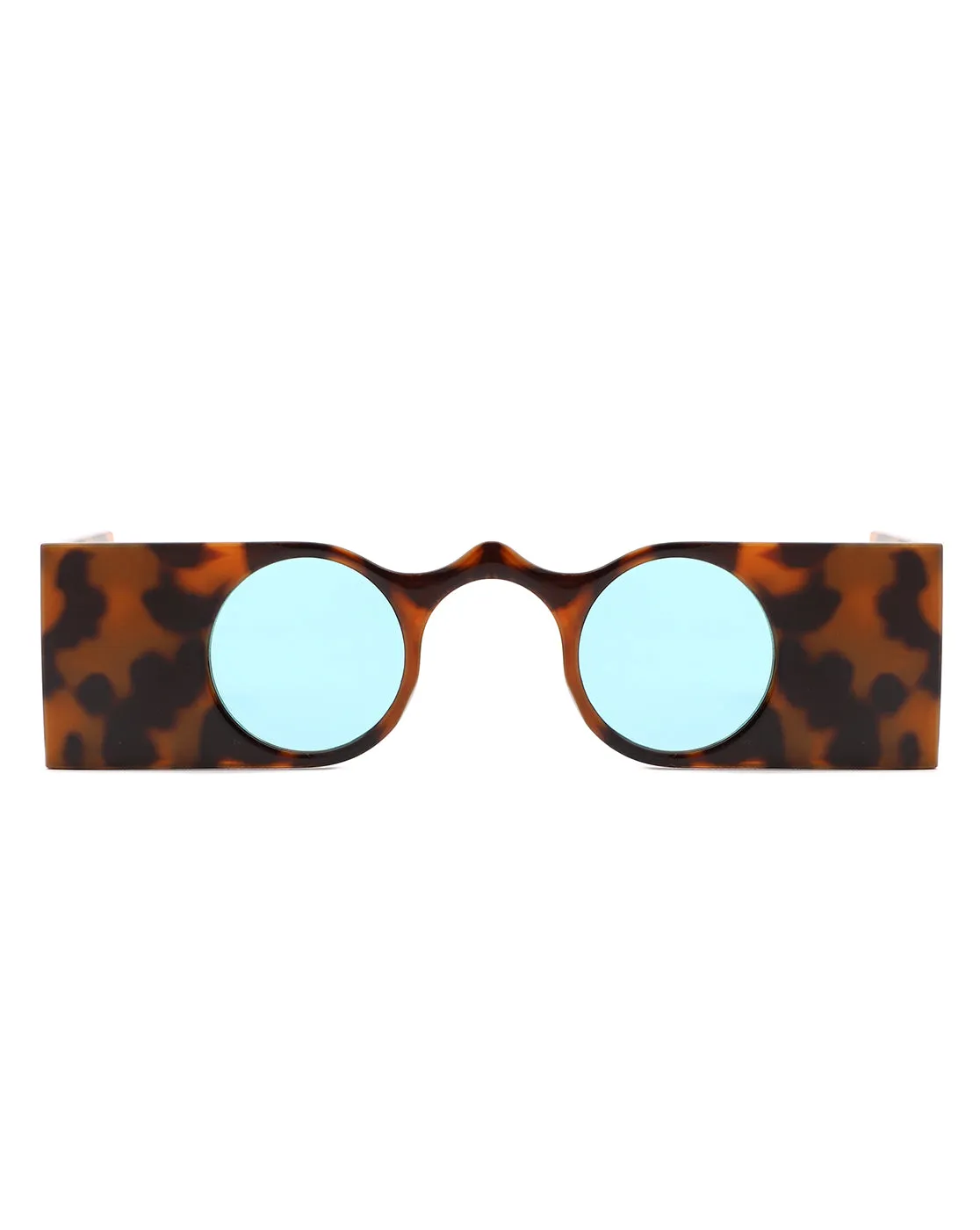 Oralia - Retro Irregular Wide Bar Round Sunglasses