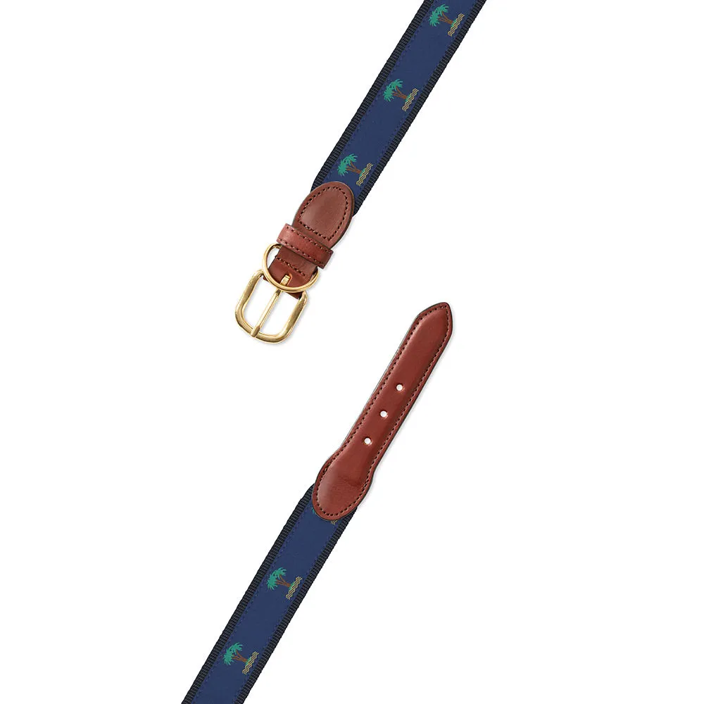 Palm Trees on Navy Motif Dog Collar