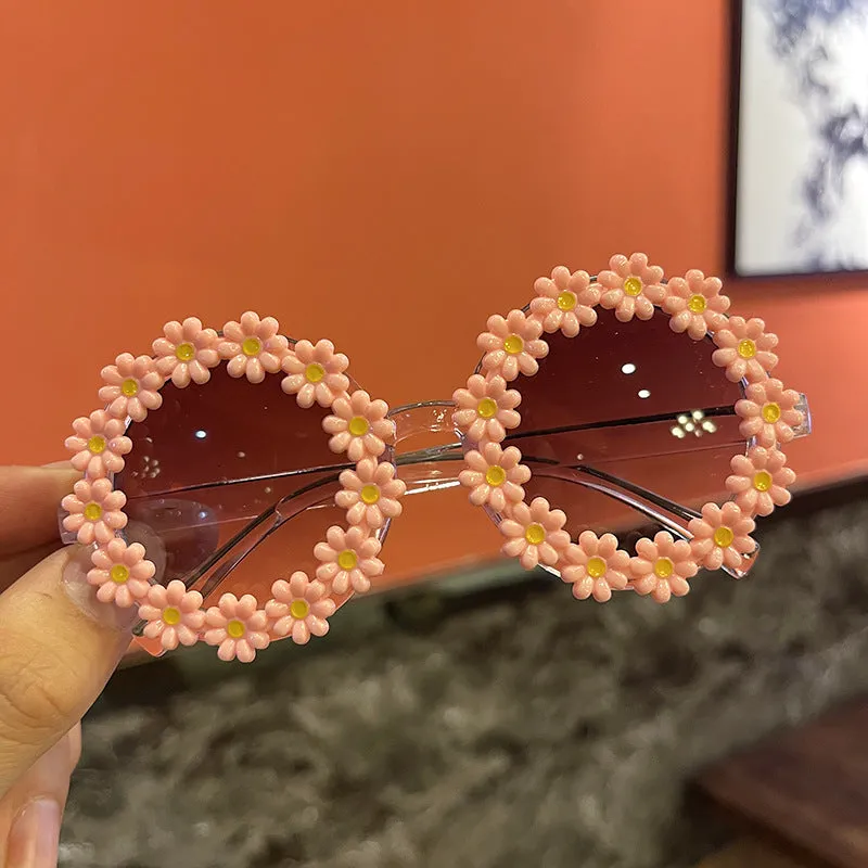 Popular flower children's sunglasses children's sunglasses baby fresh cute sunglasses.