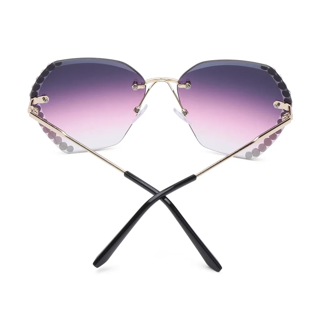 Retro Oversized Diamond Square Sunglasses Retro UV400 Rimless Sunglasses Summer Sun Glasses Eyewear Accessories