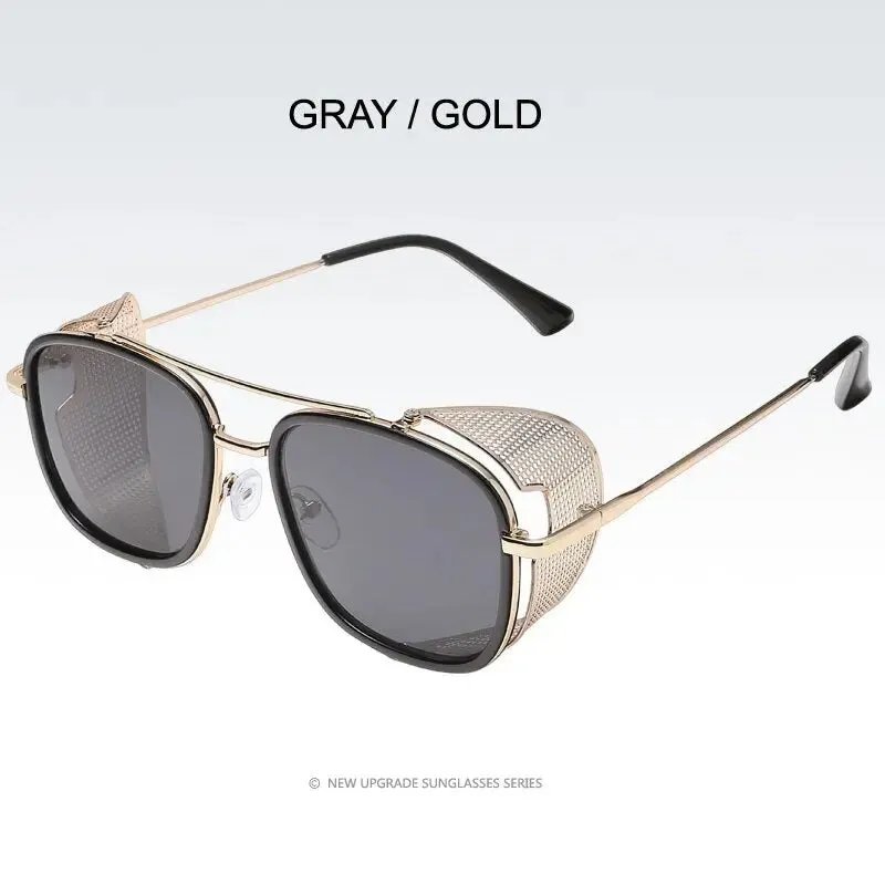 Retro Punk Style Square Metal Frame Steampunk Sunglasses