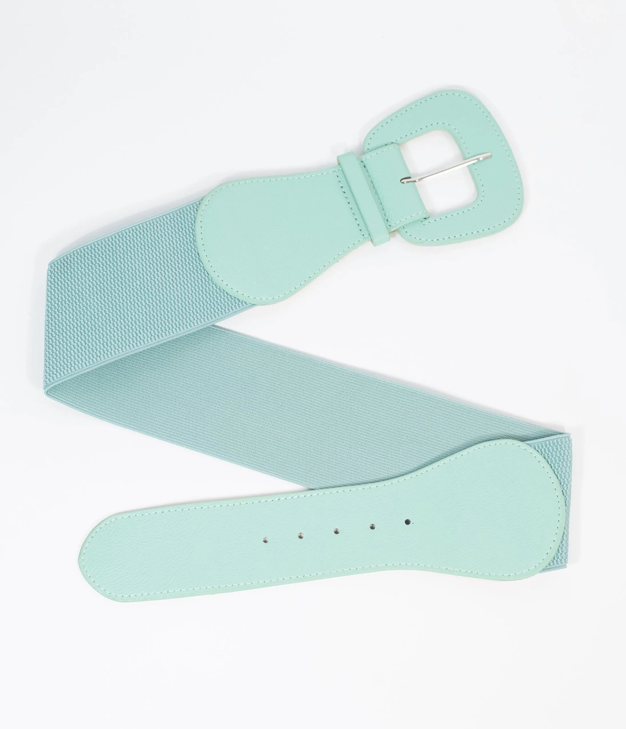 Retro Style Mint Leatherette Elastic Cinch Belt