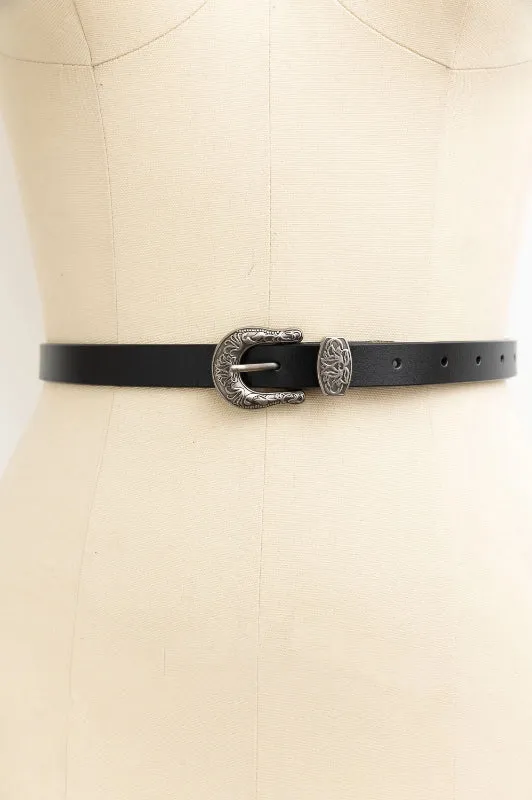 skinny western belt - black