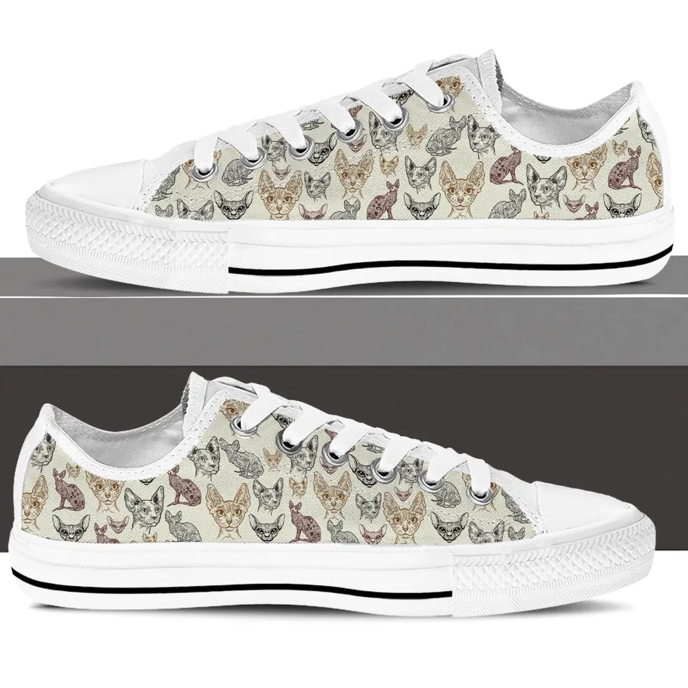 Sphynx Cat Low Top Shoes - Sneaker For Cat Walking - Lowtop Casual Shoes Gift For Adults, Cat Canvas Shoes