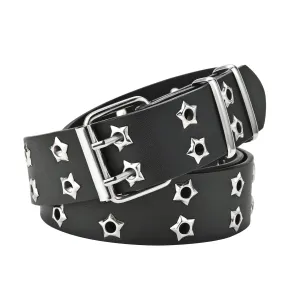 Star Eye Rivet Belt Goth Style Double Pin Buckle Waistband