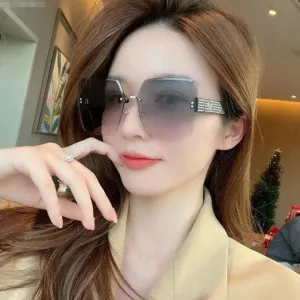 Sunglasses for women, high-end Internet celebrity sunscreen sunglasses for women, trendy 2023 new rimless cut-edge glasses with UV protection