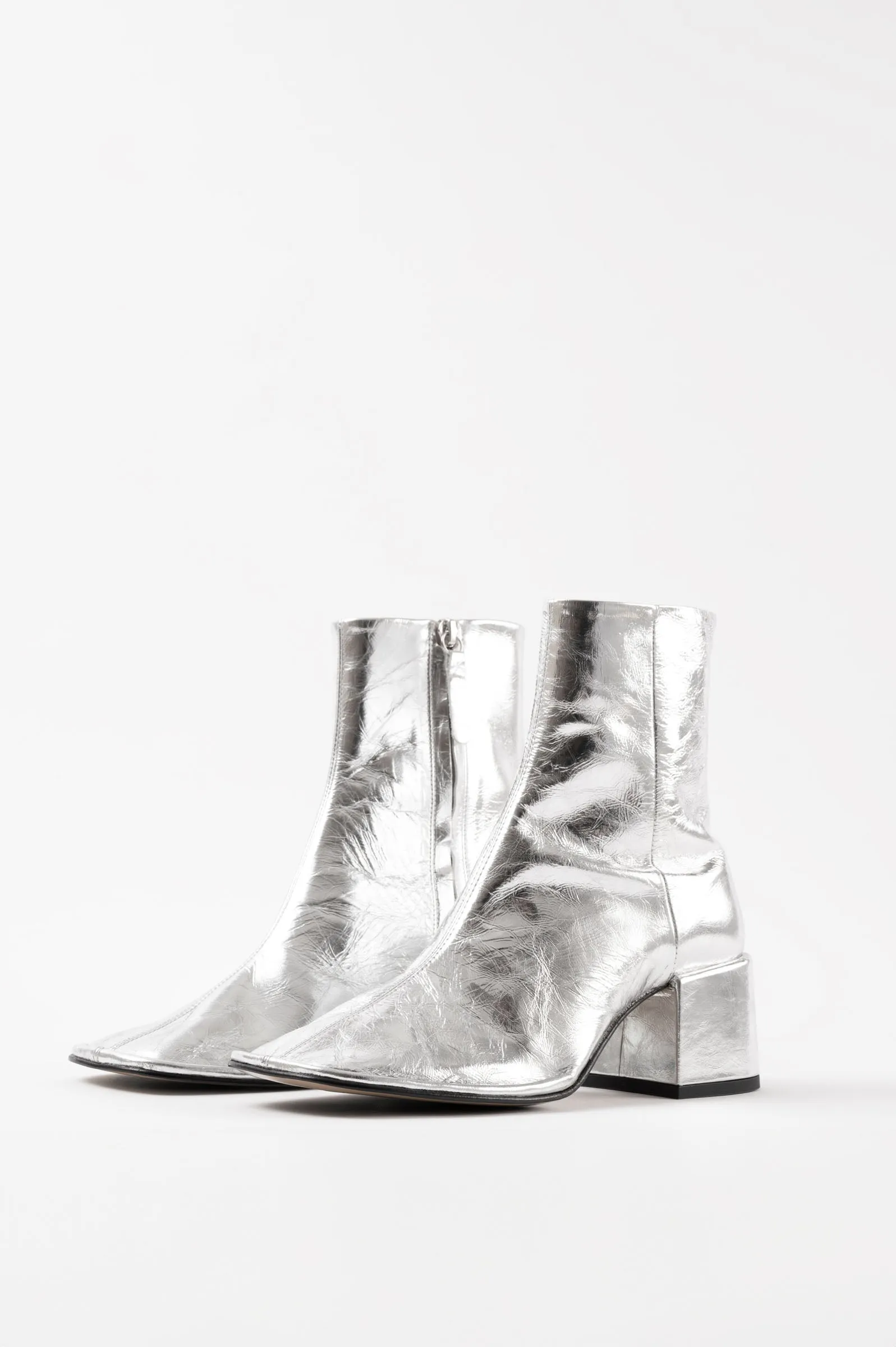 TARA - Silver Wrinkled Leather Boots