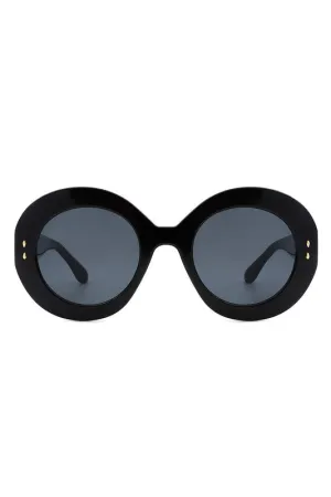 Thick Frame Oval Sunglasses - Black Smoke