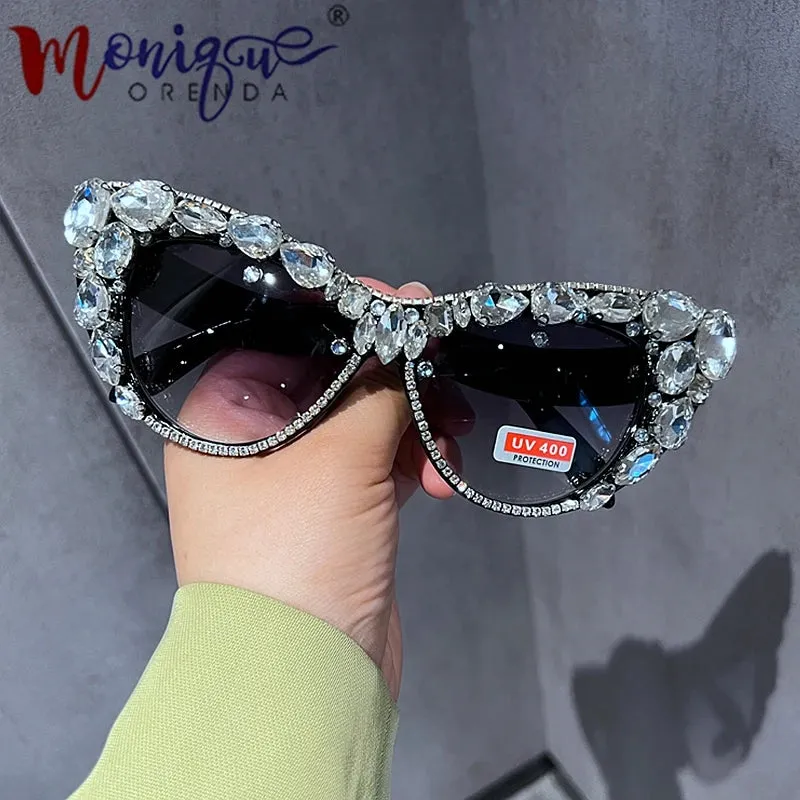 Trendy Oversized Crystal Retro Sunglasses