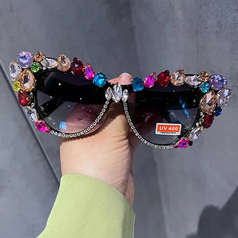 Trendy Oversized Crystal Retro Sunglasses