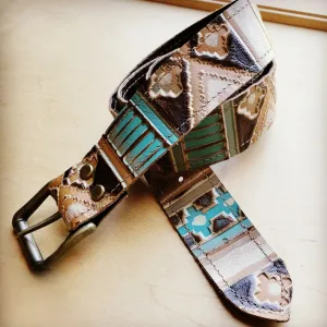 Turquoise Sahara Navajo Genuine Leather Belt