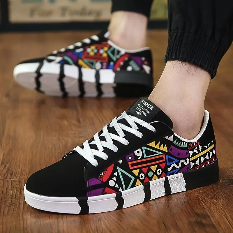 Unisex Casual Graffiti Print Vulcanised Canvas Shoes