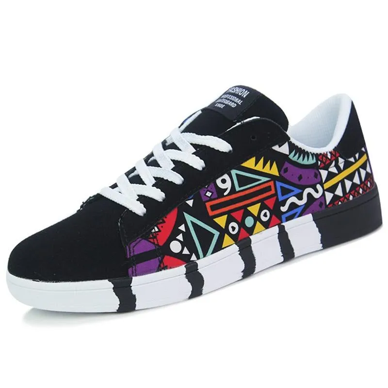 Unisex Casual Graffiti Print Vulcanised Canvas Shoes